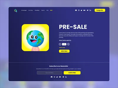 NFT Website Mint Page adobe xd clickable mockup crypto crypto currency design fintech website footer landing page mint website nft nft art nft website prototype solana ui ui ux web design website design website landing page website ui ux