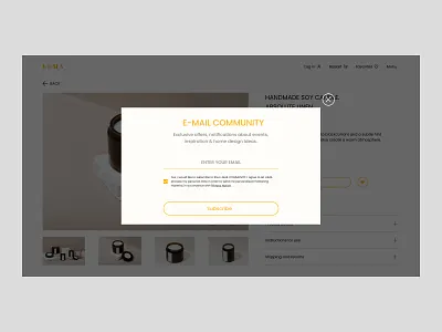 Daily UI 026: Subscribe form 2022 candle dailyui dailyui 026 e commerce ecommerce home decor newsletter online shop online shopping product store subscribe subscribe form ui ux web design website
