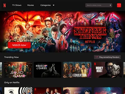 Daily UI #025 - TV App android tv app ui canva daily ui 25 daily ui challenge dailyui25 dailyuichallenge graphic design house of cards lost in space money heist netflix ott app sex education smart tv stranger things streaming app tv app ui umbrella academy