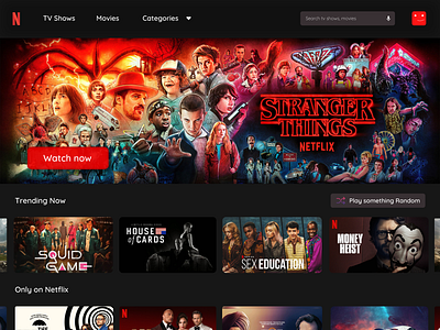 Daily UI #025 - TV App android tv app ui canva daily ui 25 daily ui challenge dailyui25 dailyuichallenge graphic design house of cards lost in space money heist netflix ott app sex education smart tv stranger things streaming app tv app ui umbrella academy