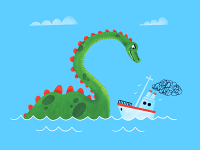 Nessie children book children illustration dinosaur illustration kids illustration nessie plesiosaurus procreate simple texture