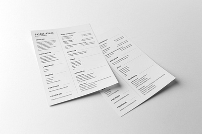 Saiful Alam's Resume | Minimal Resume Templates cover letter cv graphic design illustration print print design resume resume designer