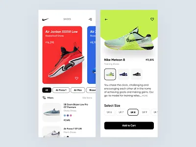 Nike Shoes App UI Concept app appdesign design figma figma design figmadesign mobile motion motion graphics nike nike app nike shoes shoes ui ui designer uiux ux