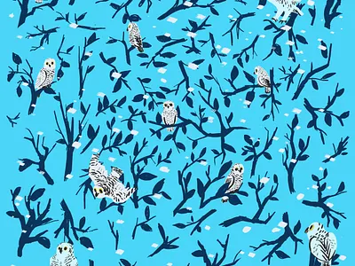 Snowy Owl Pattern digital illustration illustration nature packaging design pattern pattern design surface design