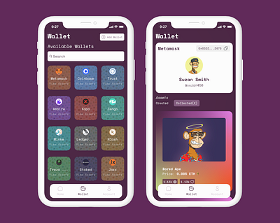 Vector Wallet dailyui dailyuichallenge design ui web3 webdesign nft nftdesign