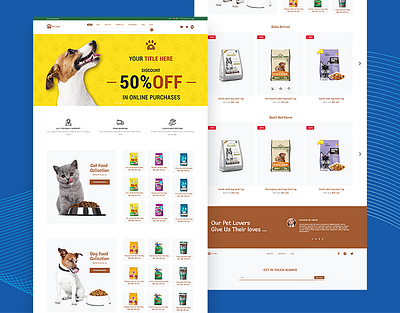 Landing Page For Pet Food Online Shop app designer app ux branding cat design designer ecommerce food graphic design illustration logo pet photoshop ui ux