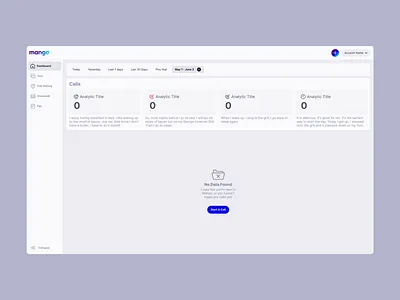 Call Analytics - Empty Dashboard analytics dashboard product productdesign ui uidashboard