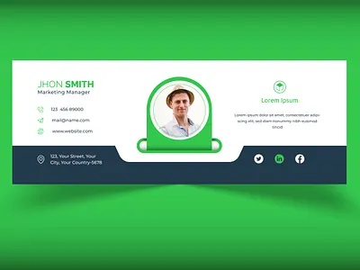 Corporate green email signature template or email footer social abstract branding branding design page social media post