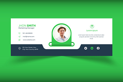 Corporate green email signature template or email footer social abstract branding branding design page social media post