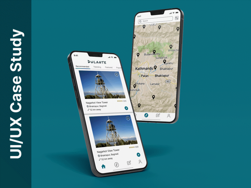 Dulante: an app for hikers animation branding case study design dulante gif graphic design hiker hiking illustration logo nepal photoshop premier pro scroll typography ui ui ux ux vector
