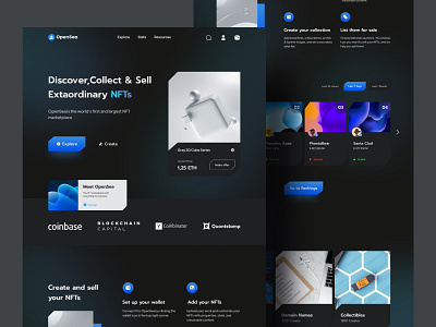 NFT Marketplace Website - OpenSea blockchain crypto cryptoart cryptocurrency dark digital nft futuristic landing page marketplace nft nft art nft marketplace redesign token ui web design website