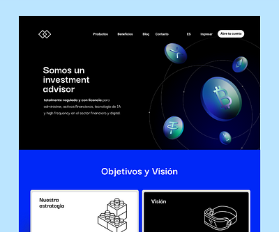 Web design: Landing for an investment platform crypto finance fintech graphic illustration invest landing web design