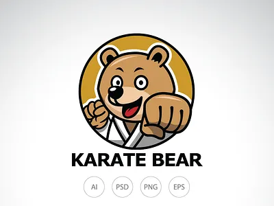 Karate Bear Logo Design bear branding design graphic design karate karate bear karate bear logo karate bear mascot logo logo logo design logo template mascot pet template
