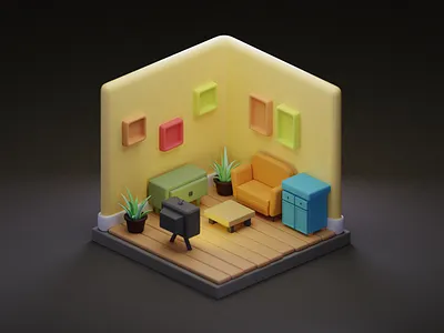 Isometric Room 3d 3dmodel blender blender3d blendercommunity design illustration