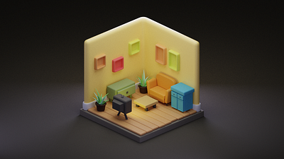 Isometric Room 3d 3dmodel blender blender3d blendercommunity design illustration