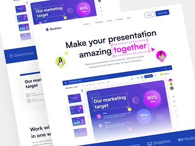 Goshion - Pitch Deck Landing Page blue clean clean clean design deck design landing page landing page clean layout neat pitch pitch deck presentation ui ui design ux website website pitch deck