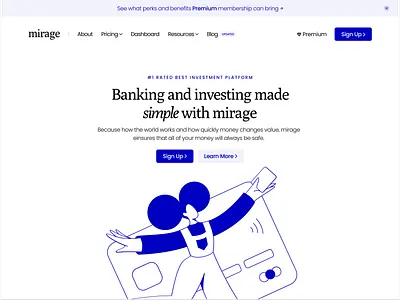 The Mirage Project 3d branding business design finance free graphic design hero illustration investing landing page logo open source typography ui ux vector web