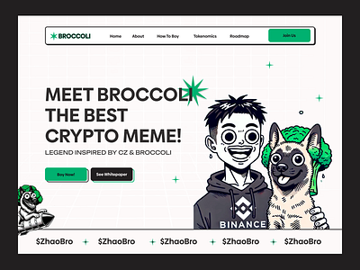 Broccoli - crypto meme mem token crypto funny website meme meme coin meme coin design meme coin landing page meme coin website meme landing page meme token meme token design memecoin memecoin website pepe trump trump coin web design