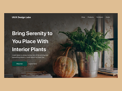 Interior plants ecommerce landing page design ecommerce hero interior interiorplants landingpage plants plantsshop plantswebsite savesoil ui uiuxlabs ux