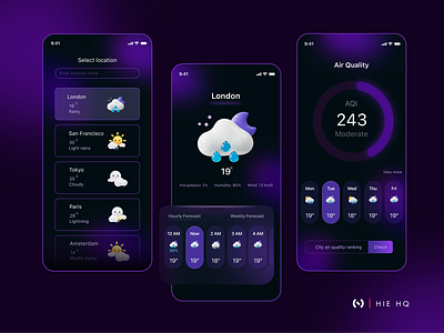 Weather app app branding design illustration interaction design logo product design ui ui design ux weather weather app