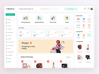 Dashboard Design - SteadFast Courier courier dahboard courier service dashboard dashboard design ecommerce dashboard logistic service multi vendor ecommerce dashboard trendy design ui ux design uidesign