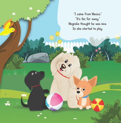 Charlee and Magnolia with their new friend childrens book design graphic design illustration kids kids illustrator vector
