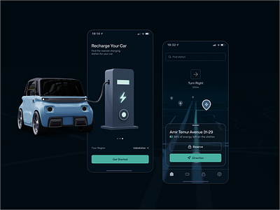 Electron Mobile App benzin charger clean ecar evehicle futurecar khusandjabbarov mobileapp station tesla ui ux vehicle