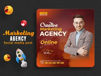 Digital marketing live webinar and corporate social media post marketing agency social banner