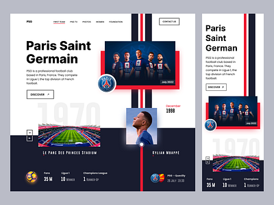 PSG - Landing Page app app design club fc fifa football home page landing landing page nike paris saint germain psg pwa responsive soccer ui ux web web design website