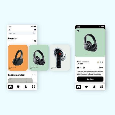 Headphone selling app branding design illustration ui ux