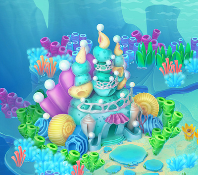 Underwater 2d 3d art design games illustration