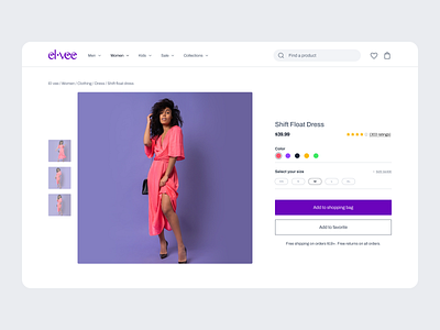 El Vee Product page design ecommerce fashion landing page logo online store product page ui uiux ux