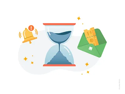 Pending ticket ⏳- Musement Illustrations set alarm cartoon dem illustration design flat hourglass icon illustration illustrator newsletter illustration pending ticket ticket time travel ui ui illustration vector vector design vector icon vector illustration