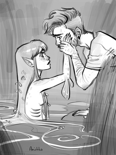 Connections character character design concept art digitalart drawing illustration love mermaid sketch