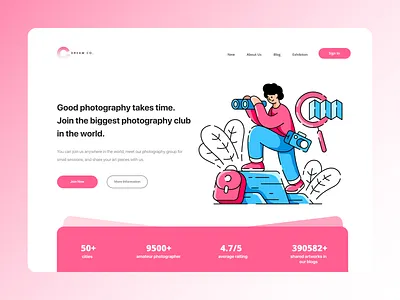 Photography Landing Page blog color colorful design illustration illustrations landing landing page pink ui user interface ux web web design