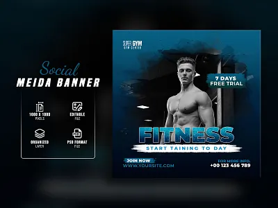 Gym Fitness Social media post Banner discount post fitness banner fitness instagram fitness instagram gym flyer fitness post fitness poster fitness social media gym instagram gym post gym poster gym social media marketing poster post instagram flyer promotion pos social media banner sport post sports instagram sports social media square banner post training poster