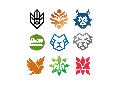 Animal Logo Collection animal bird brand identity cannabis crocodile icon lion logo collection wolf
