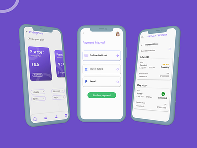 PPP Series Pricing Plans Payment Method Payment History appdesign flow payment pricing ui uidesign uiux uxverified