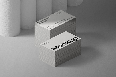 Scene With Two Stacks Of Business Card Mockups Isometric stationery mockups