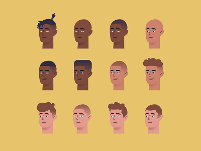 Hairstyles boy character design face flat hair haircut head illustration lifestyle man motion graphics style vector