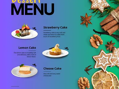 DESSERT MENU branding business design dessert flavour food graphic design logo menu poster sweet