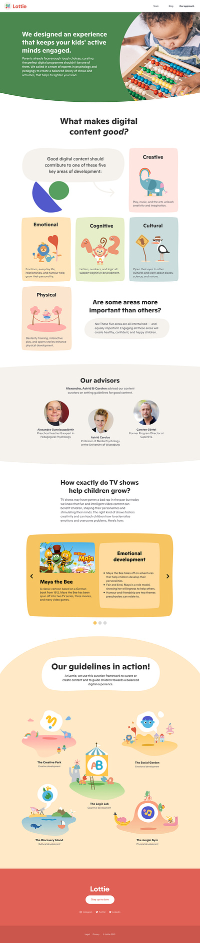Webpage Design for Lottie's Approach to Content Curation app branding children childrens content creative design graphic design illustration kids landing page layout modular design navigation product design typography ui ux uxui web design webpage