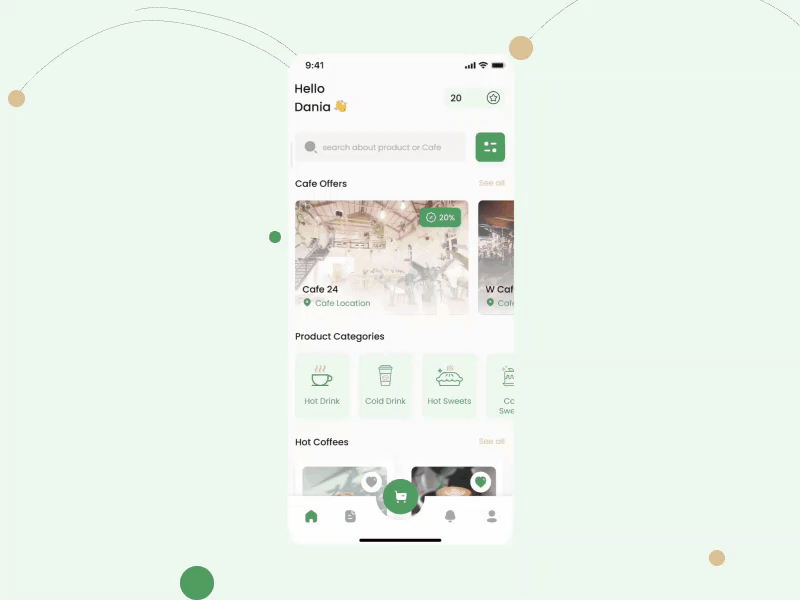 Home Café Screen animation cafe coffee design figma sweets ui uidesign ux