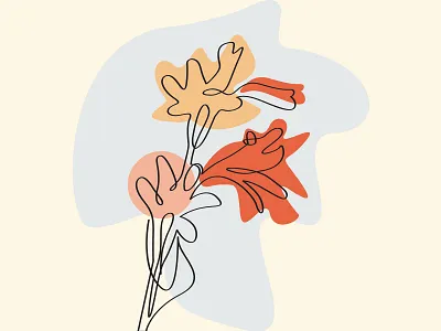 Modern Flower Abstract Elegant Style Line Art Drawing abstract line art
