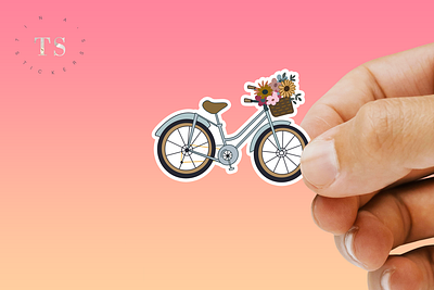 Flower Bicycle Sticker design graphic design sticker