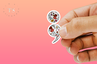 Flower Semicolon Sticker design graphic design sticker