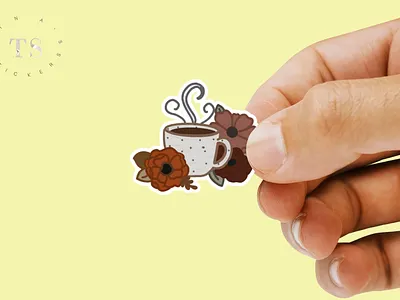 Flower Coffee Cup Sticker design graphic design sticker