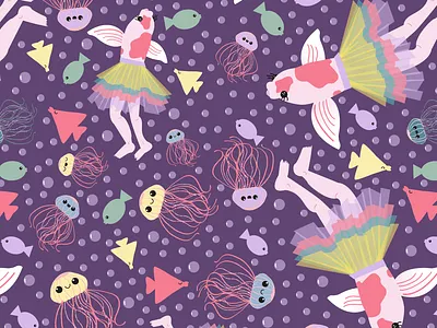 Fun Fish Pattern Design bubbles colorful design design fashion design fish illustration fish pattern fish pattern design fishes fun design fun pattern design graphic design illustration jelly fish mermaid pattern pattern design sea sea illustration