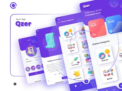 Quiz App UI 3d animation branding christeena chumma chumma.design design graphic design illustration illustrator kichus logo motion graphics ui