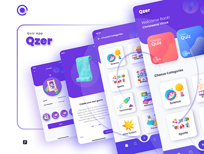 Quiz App UI 3d animation branding christeena chumma chumma.design design graphic design illustration illustrator kichus logo motion graphics ui